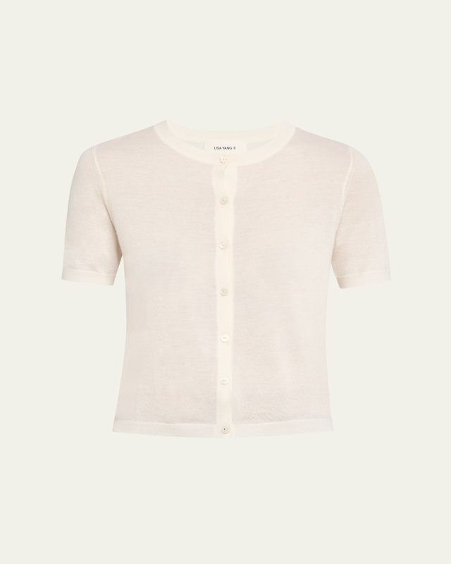 Charlotte Short-Sleeve Cashmere Cardigan